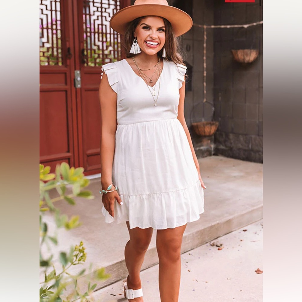 Cap Sleeve Ruffle Peplum Dress
